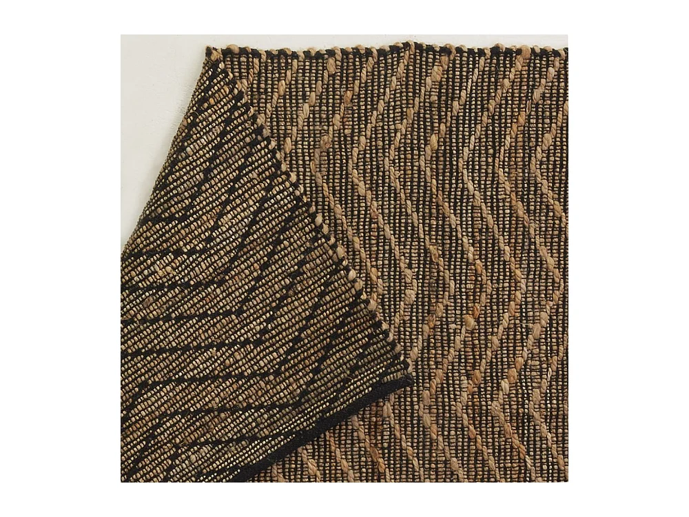 Tapis en jute et coton naturels Zig-zag Naturel et marron - 160 x 230 cm
