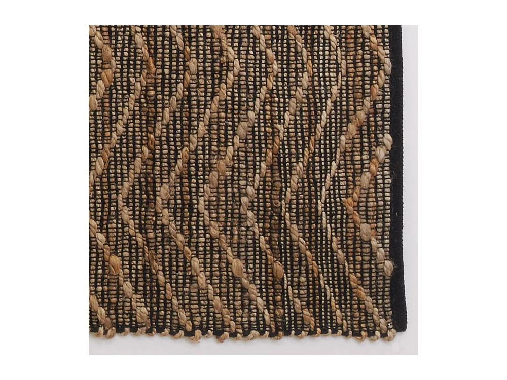 Tapis en jute et coton naturels Zig-zag Naturel et marron - 160 x 230 cm