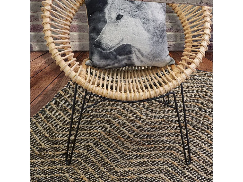 Tapis en jute et coton naturels Zig-zag Naturel et marron - 160 x 230 cm