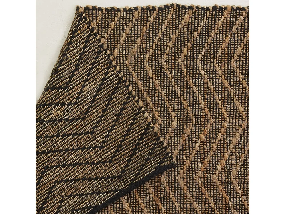 Tapis en jute et coton naturels Zig-zag Naturel et marron - 160 x 230 cm