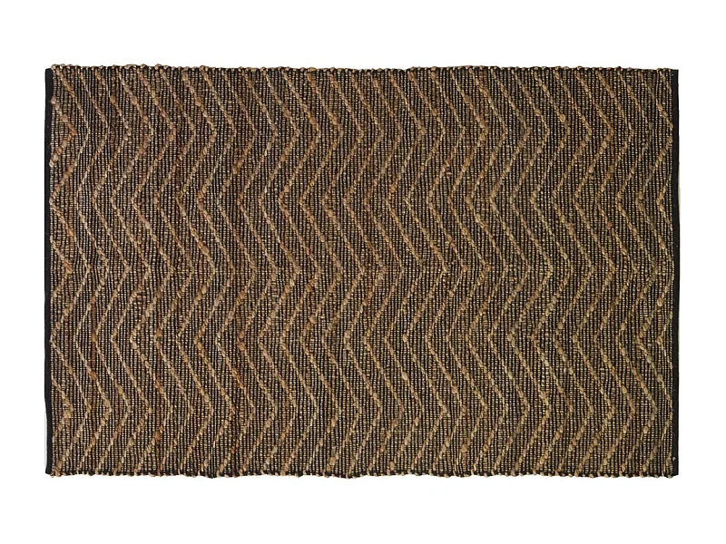 Tapis en jute et coton naturels Zig-zag Naturel et marron - 160 x 230 cm