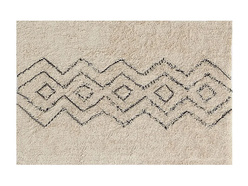 Tapis en coton naturel et noir 60 x 90 cm Graphique