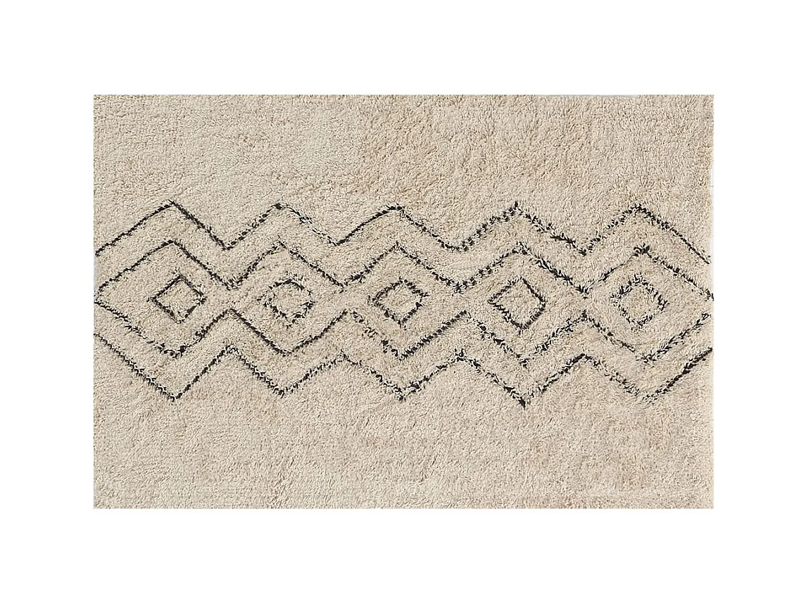 Tapis en coton naturel et noir 60 x 90 cm Graphique