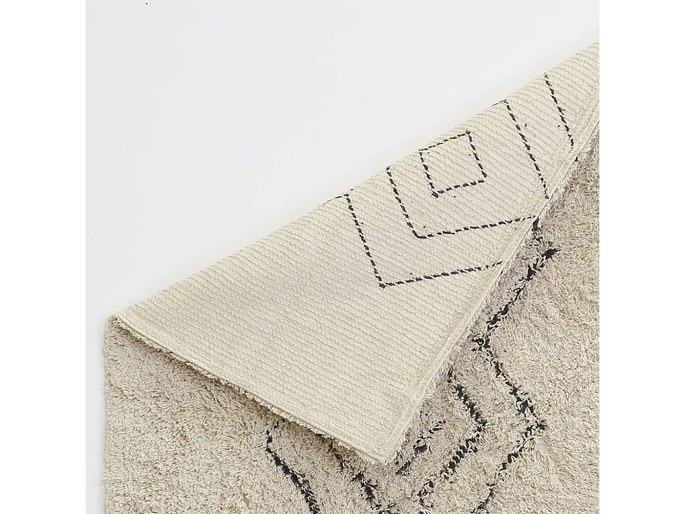 Tapis en coton naturel et noir 60 x 90 cm Graphique