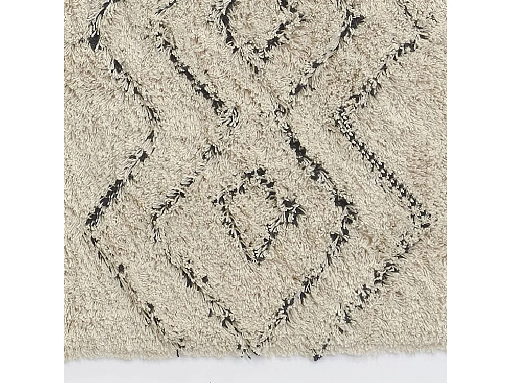 Tapis en coton naturel et noir 60 x 90 cm Graphique