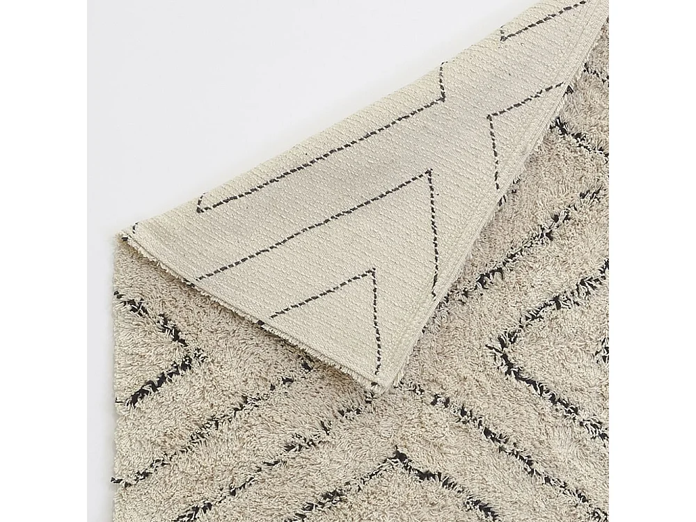 Tapis en coton naturel et noir 60 x 90 cm Losanges