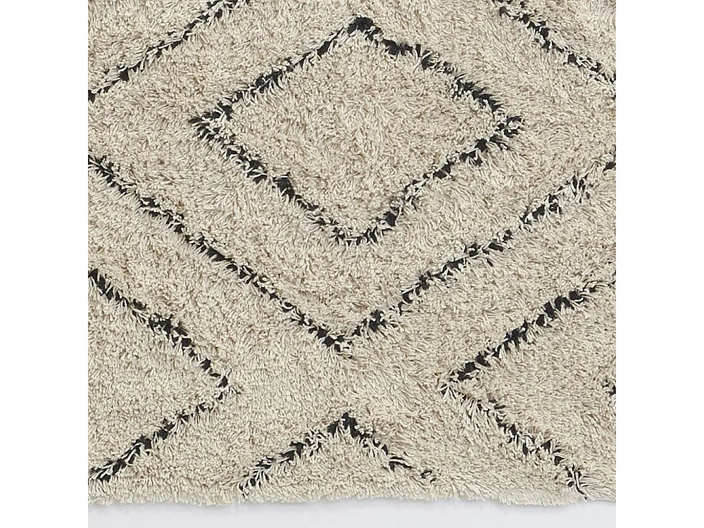 Tapis en coton naturel et noir 60 x 90 cm Losanges