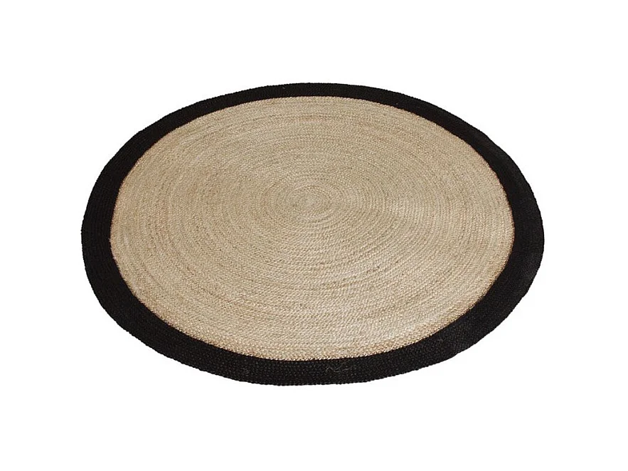 Tapis rond jute naturelle avec bords noirs Diamètre 150cm