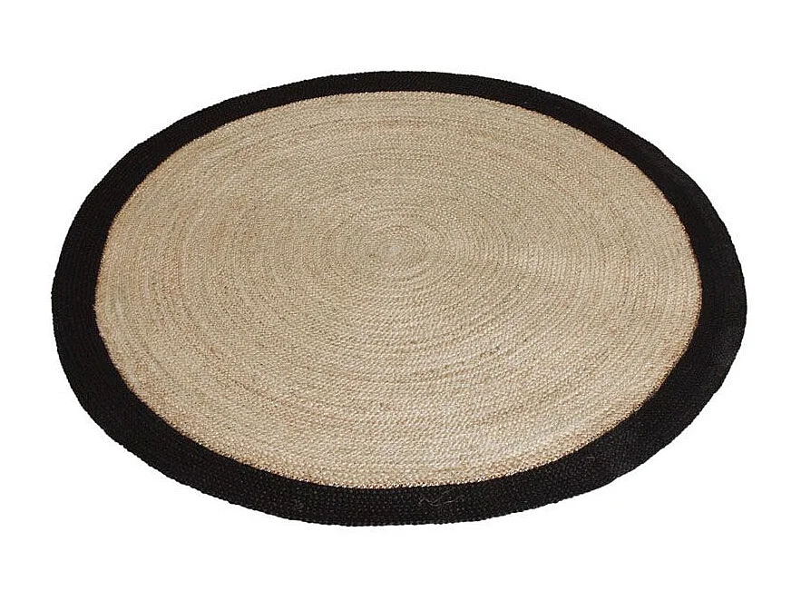 Tapis rond jute naturelle avec bords noirs Diamètre 150cm