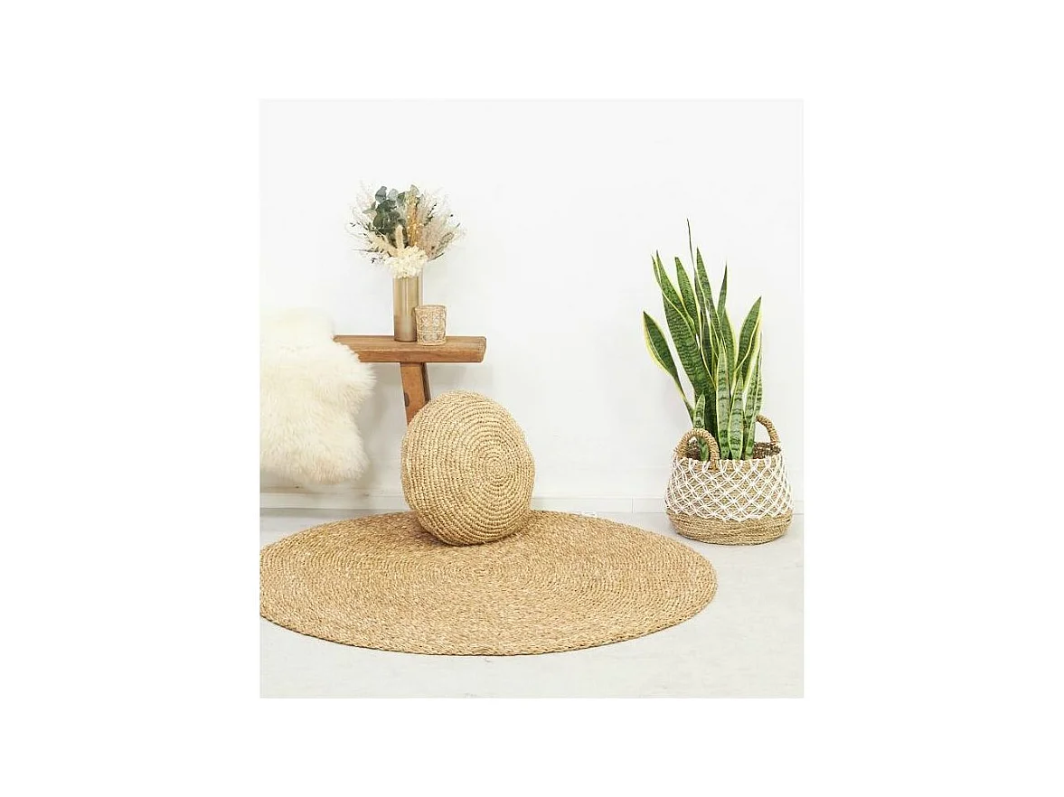 Tapis rond en jonc de mer naturel Siz Diamètre 120cm