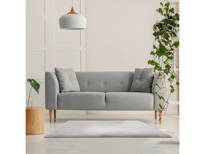 Tapis Imitation Fourrure Fin Ecru 120x170cm Beige