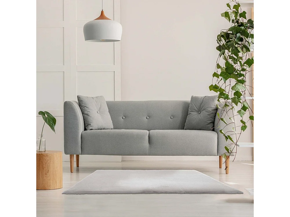 Tapis Imitation Fourrure Fin Ecru 120x170cm Beige