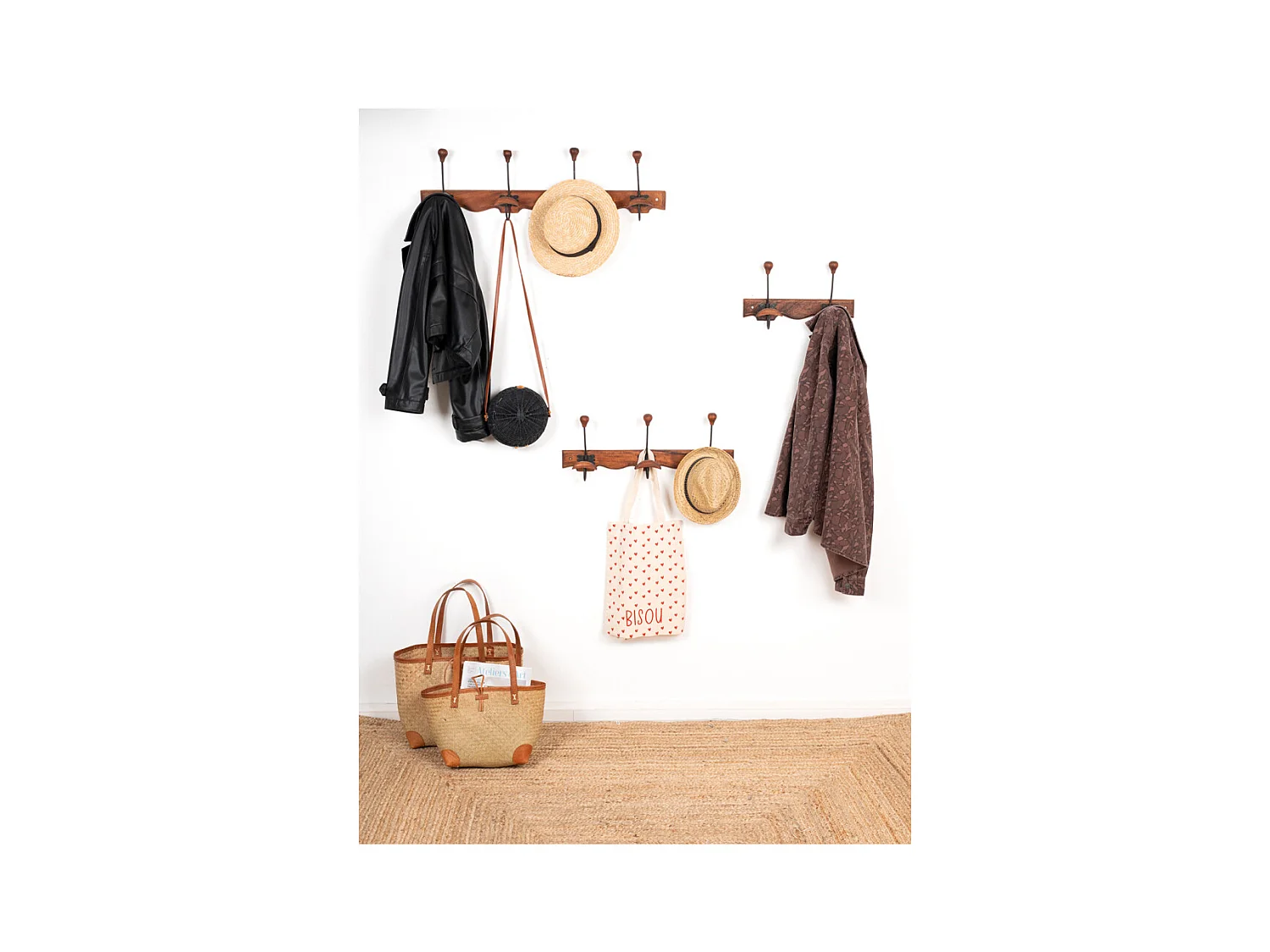 Tapis en jute naturelle tressée 210 x 150 cm