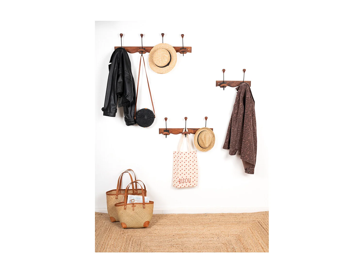 Tapis en jute naturelle tressée 210 x 150 cm