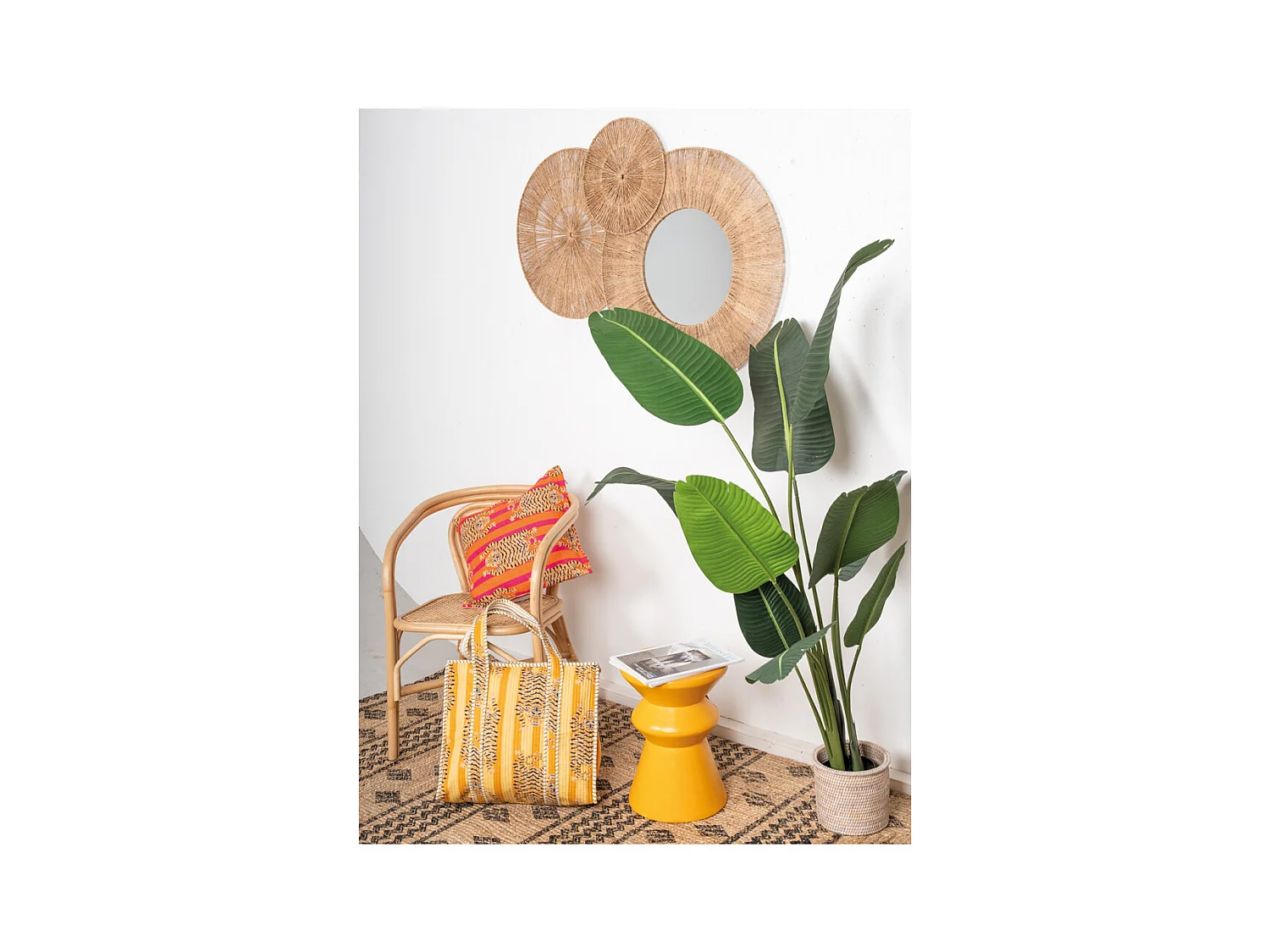 Tapis rectangulaire en jute naturelle et teintée