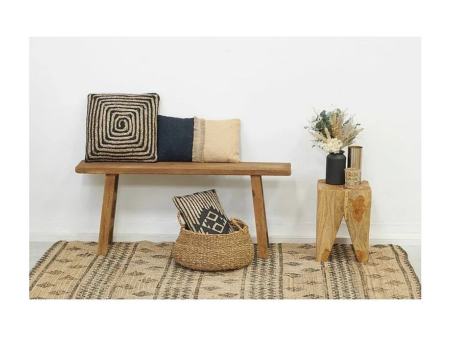 Tapis rectangulaire en jute naturelle et teintée