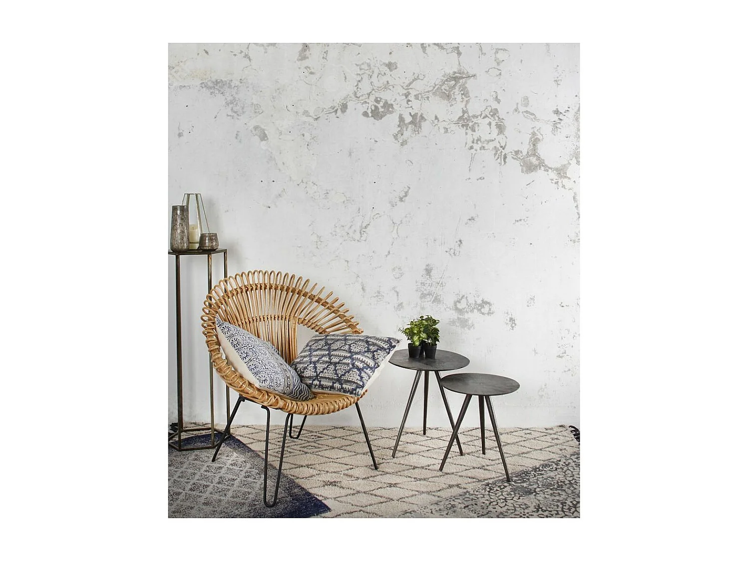 Tapis en coton délavé à motifs 180 x 120 cm