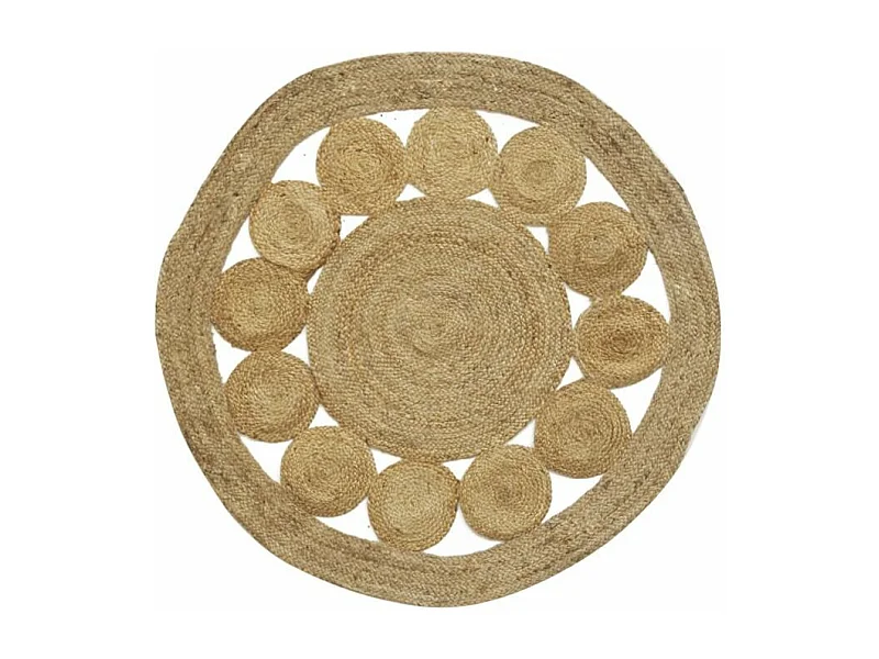Tapis rond en jute naturelle ajourée Diamètre 120 cm