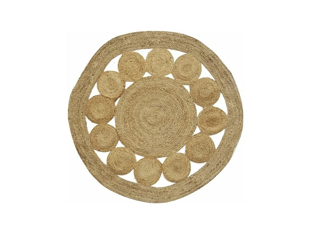 Tapis rond en jute naturelle ajourée Diamètre 120 cm