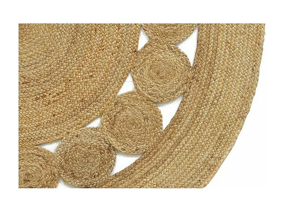 Tapis rond en jute naturelle ajourée Diamètre 120 cm