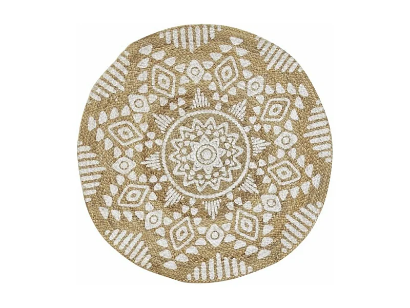 Tapis rond en jute naturelle motif ethique