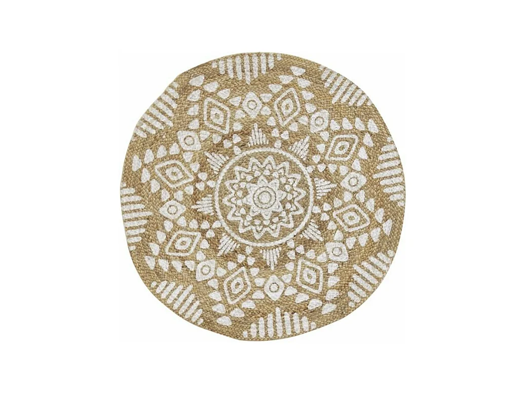 Tapis rond en jute naturelle motif ethique