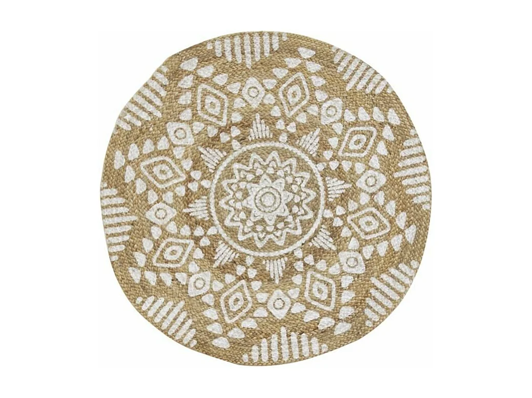 Tapis rond en jute naturelle motif ethique