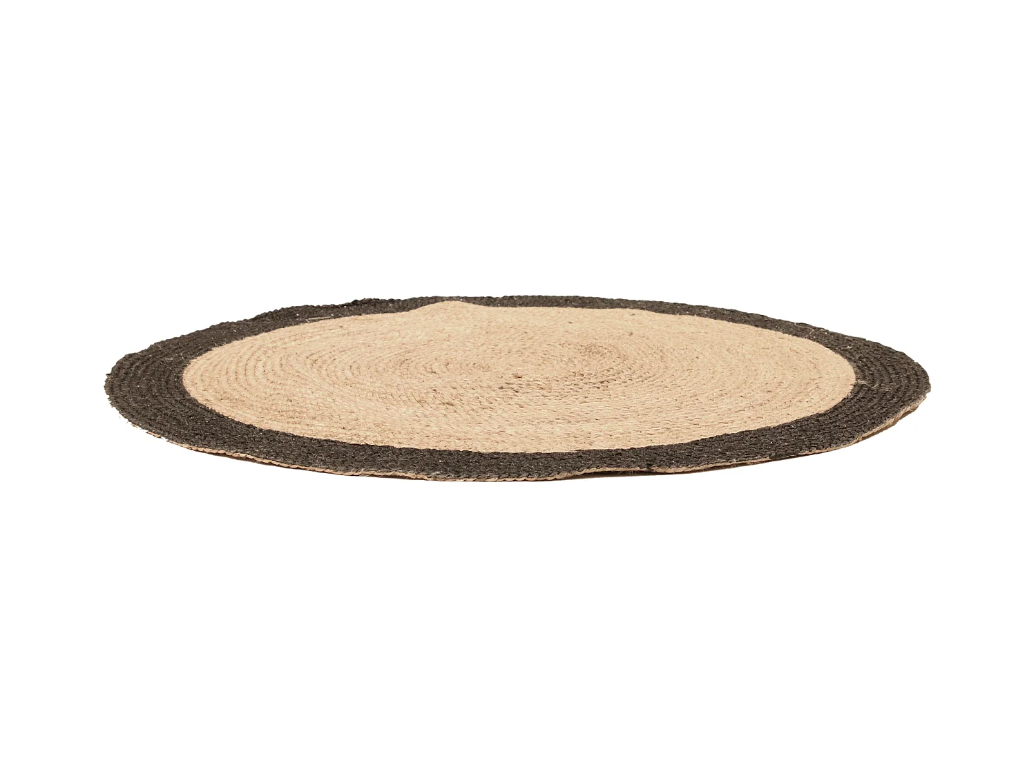 Tapis Rond Jute Bord Noir 120cm Beige, Noir