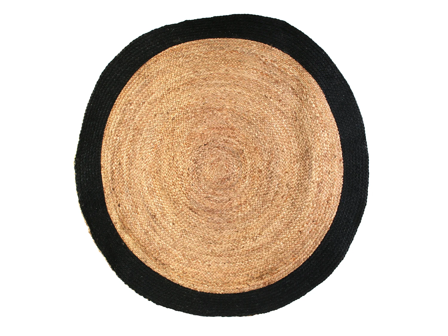 Tapis Rond - HOME DECO FACTORY - Bicolore - Jute - Beige et Noir