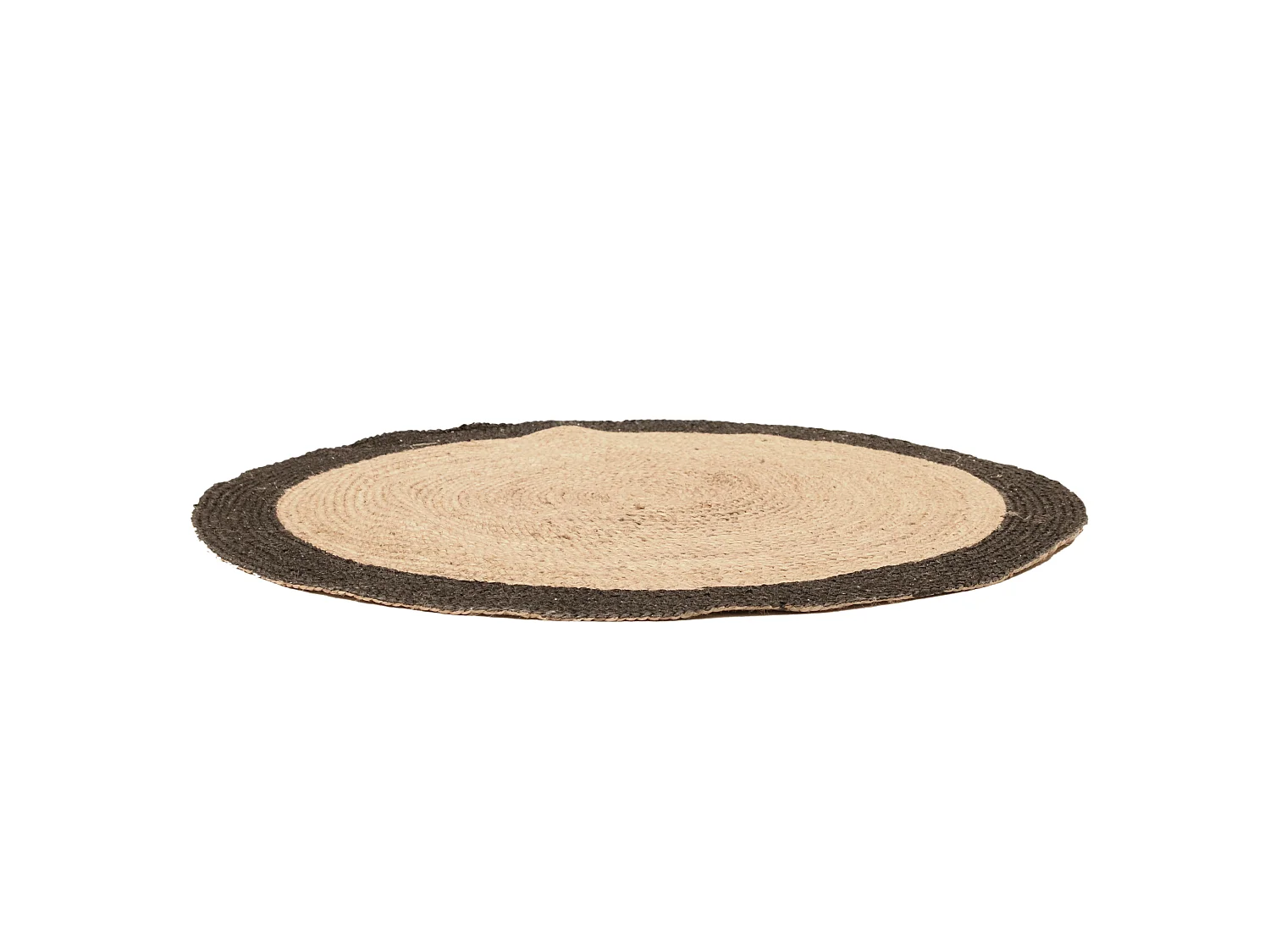 Tapis Rond - HOME DECO FACTORY - Bicolore - Jute - Beige et Noir
