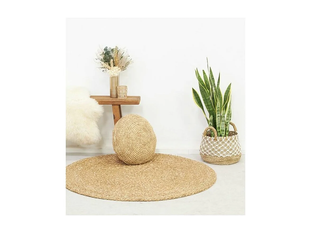Tapis rond en jonc de mer naturel Siz Diamètre 150cm