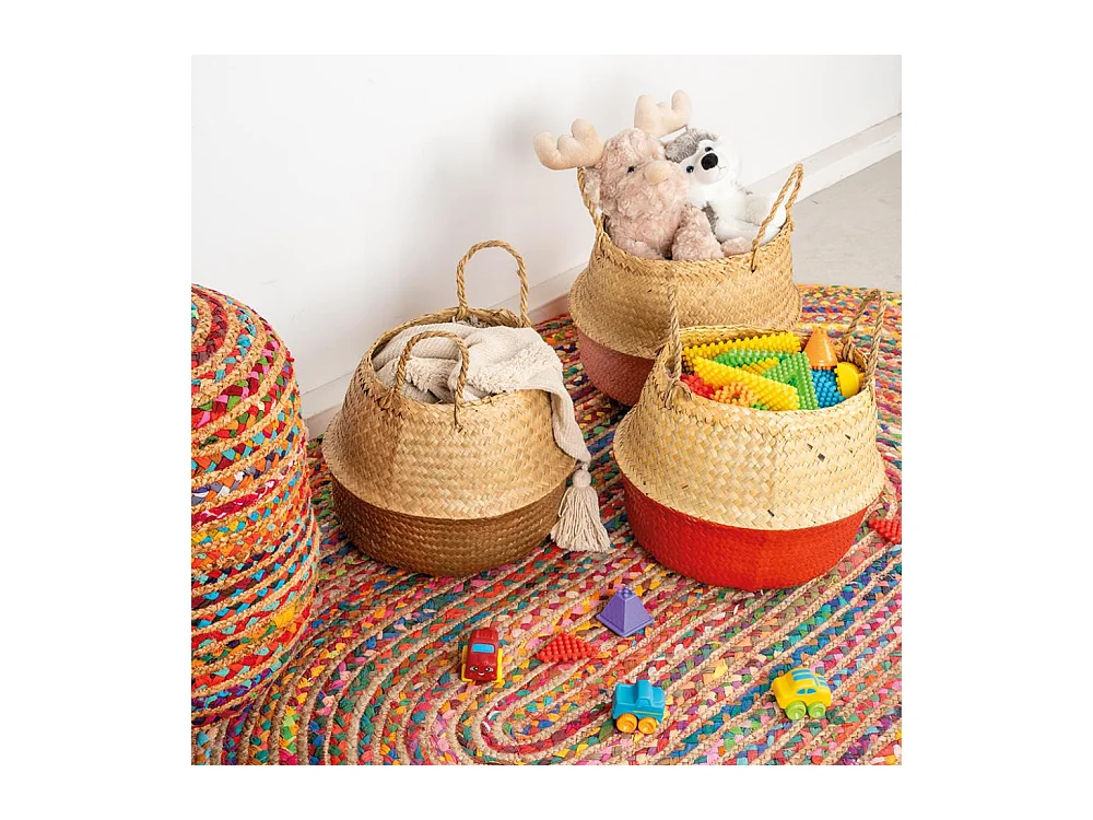 Tapis ovale coloré en jute et coton India 180 x 120 cm