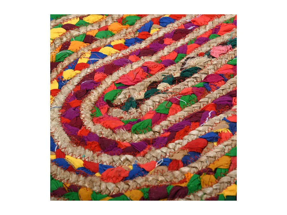 Tapis ovale coloré en jute et coton India 180 x 120 cm