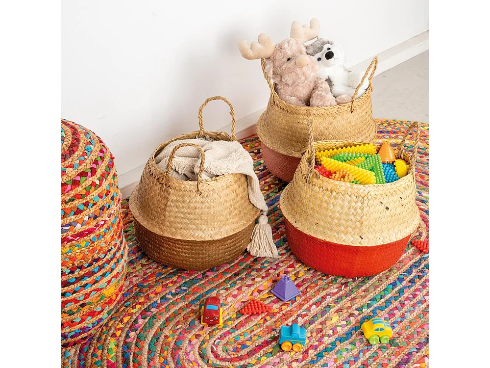 Tapis ovale coloré en jute et coton India 180 x 120 cm