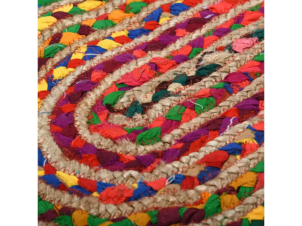 Tapis ovale coloré en jute et coton India 180 x 120 cm