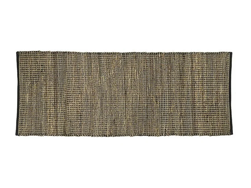 Tapis rectangulaire en jute et coton noir