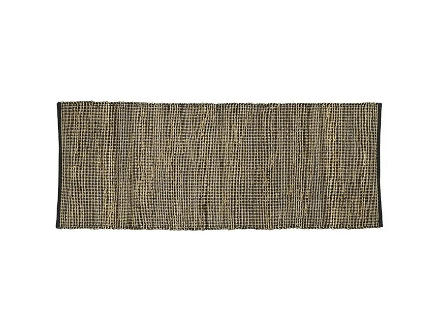 Tapis rectangulaire en jute et coton noir