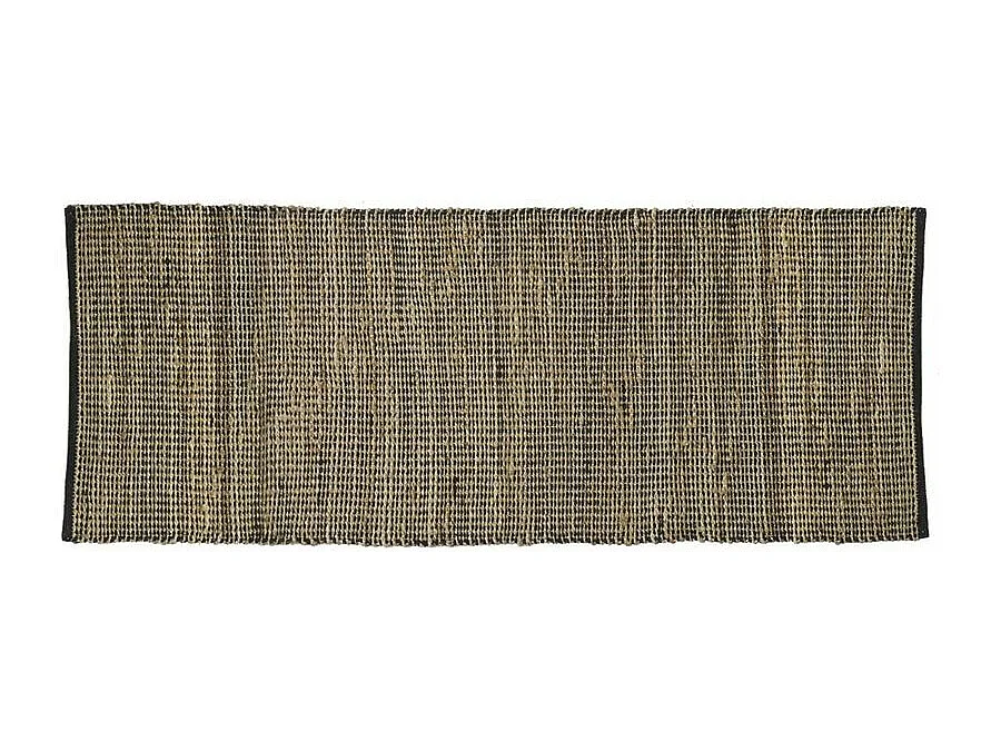 Tapis rectangulaire en jute et coton noir