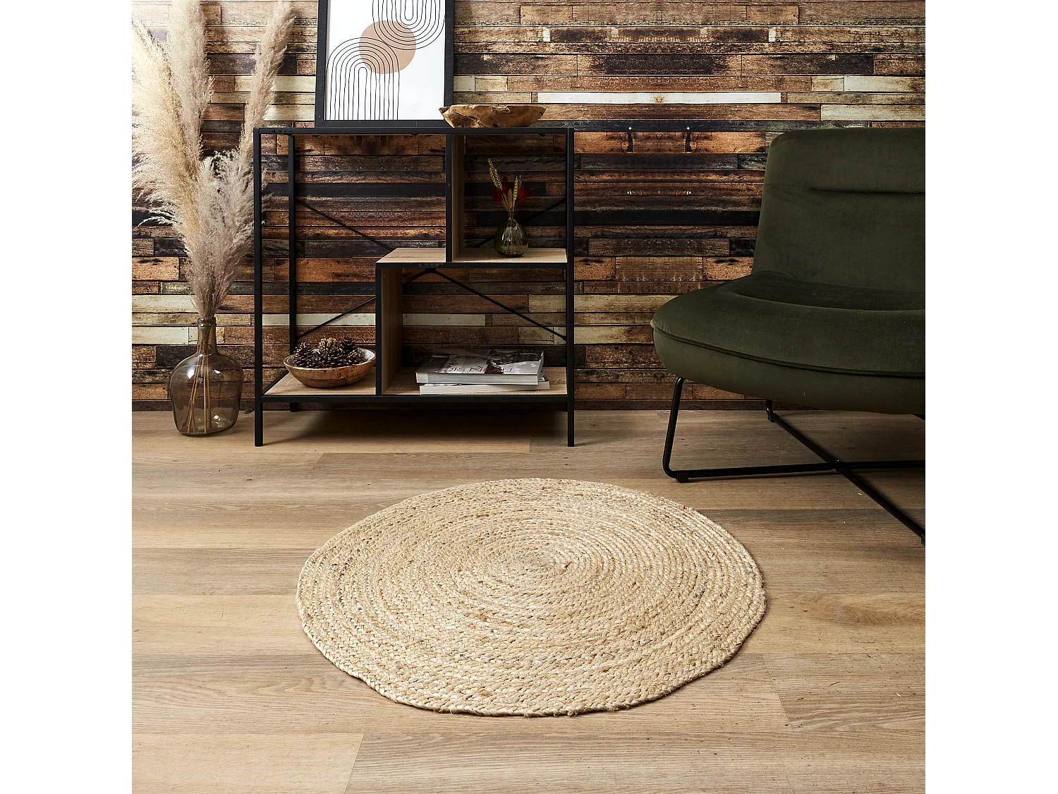 Tapis Rond Jute 80cm Marron