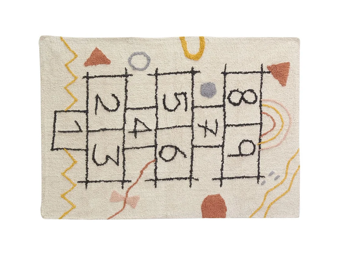 Tapis marelle en coton tufté multicolore