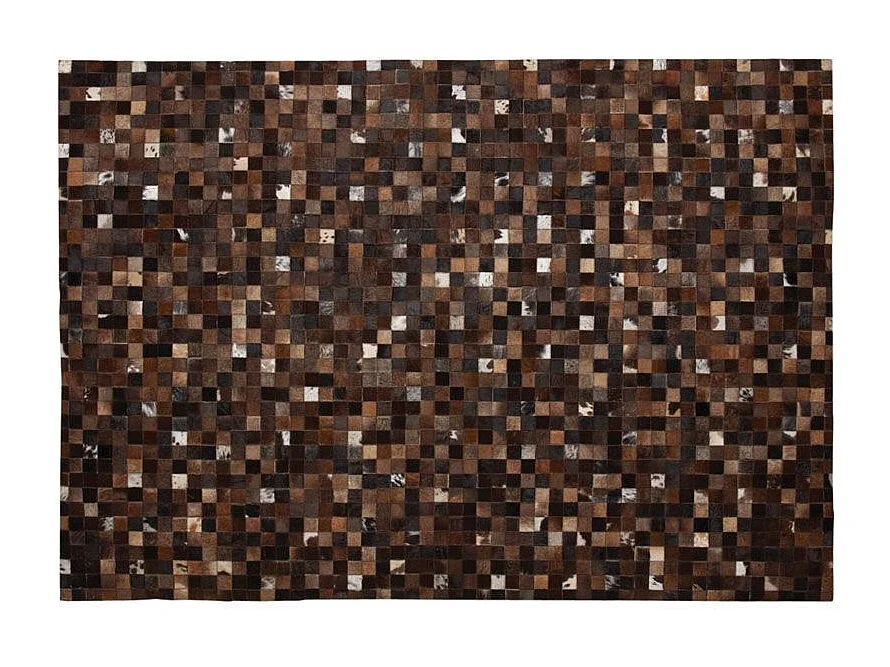 Tapis en peau de vache véritable Mosaïque Marron