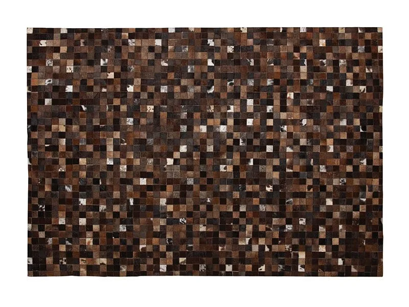 Tapis en peau de vache véritable Mosaïque Marron