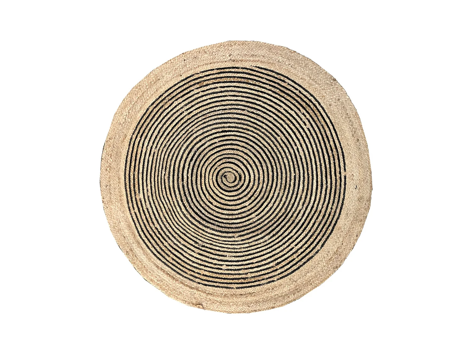 Tapis rond en jute et coton noir Diamètre 120 cm