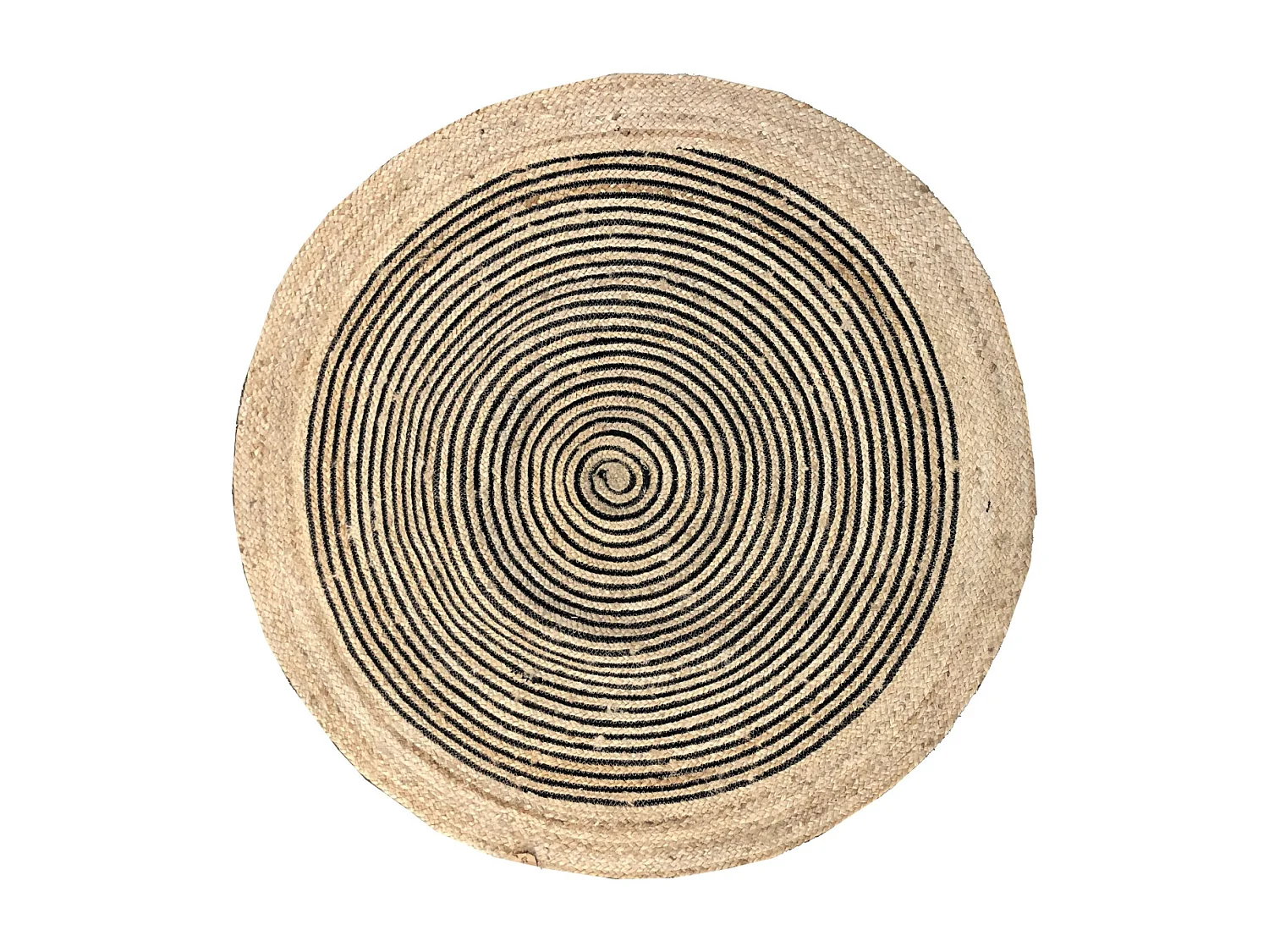 Tapis rond en jute et coton noir Diamètre 120 cm