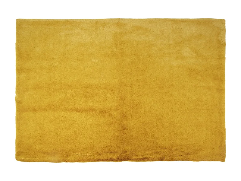 Tapis Imitation Fourrure Fin Moutarde 120x170cm Jaune