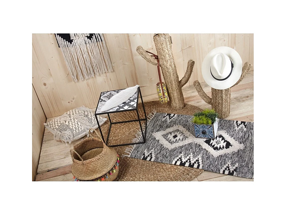 Tapis motif aztèque en coton 90 x 60 cm