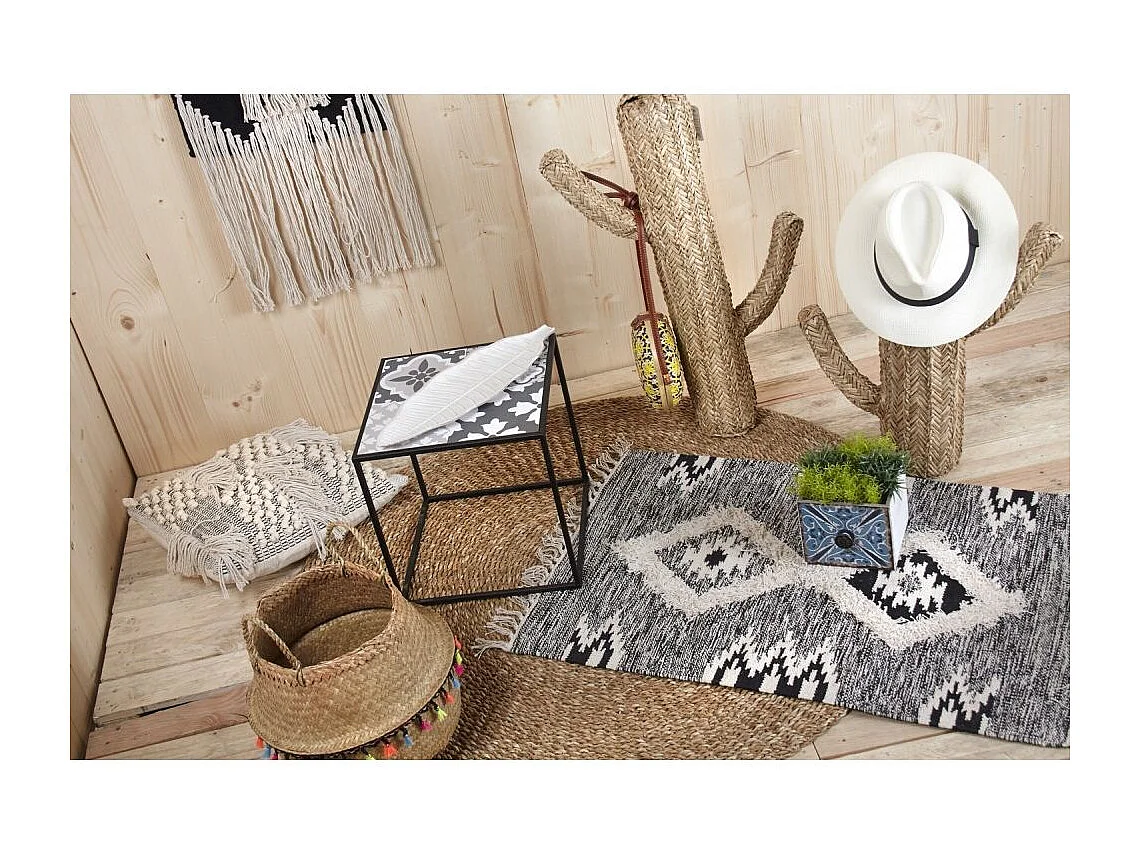 Tapis motif aztèque en coton 90 x 60 cm