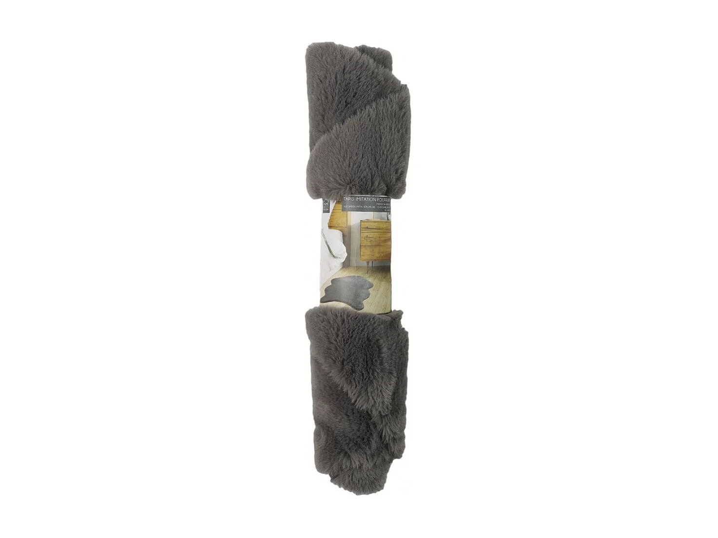 Tapis Imitation Fourrure Poil Fin Gris 60x90cm Gris