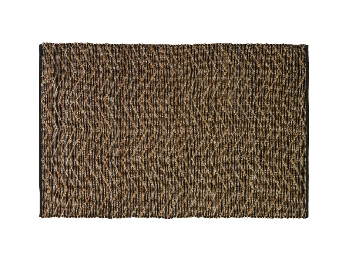 Tapis en jute et coton naturels Zig-zag Naturel et marron - 120 x 180 cm