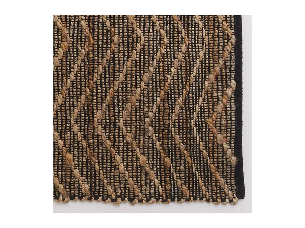Tapis en jute et coton naturels Zig-zag Naturel et marron - 120 x 180 cm